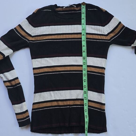 Frame Striped Black White Knit Ribbed Sweater Crew-neck Small - Picture 6 of 9